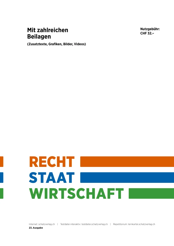 Buchcover «Recht Staat Wirtschaft», Schatz Verlag
